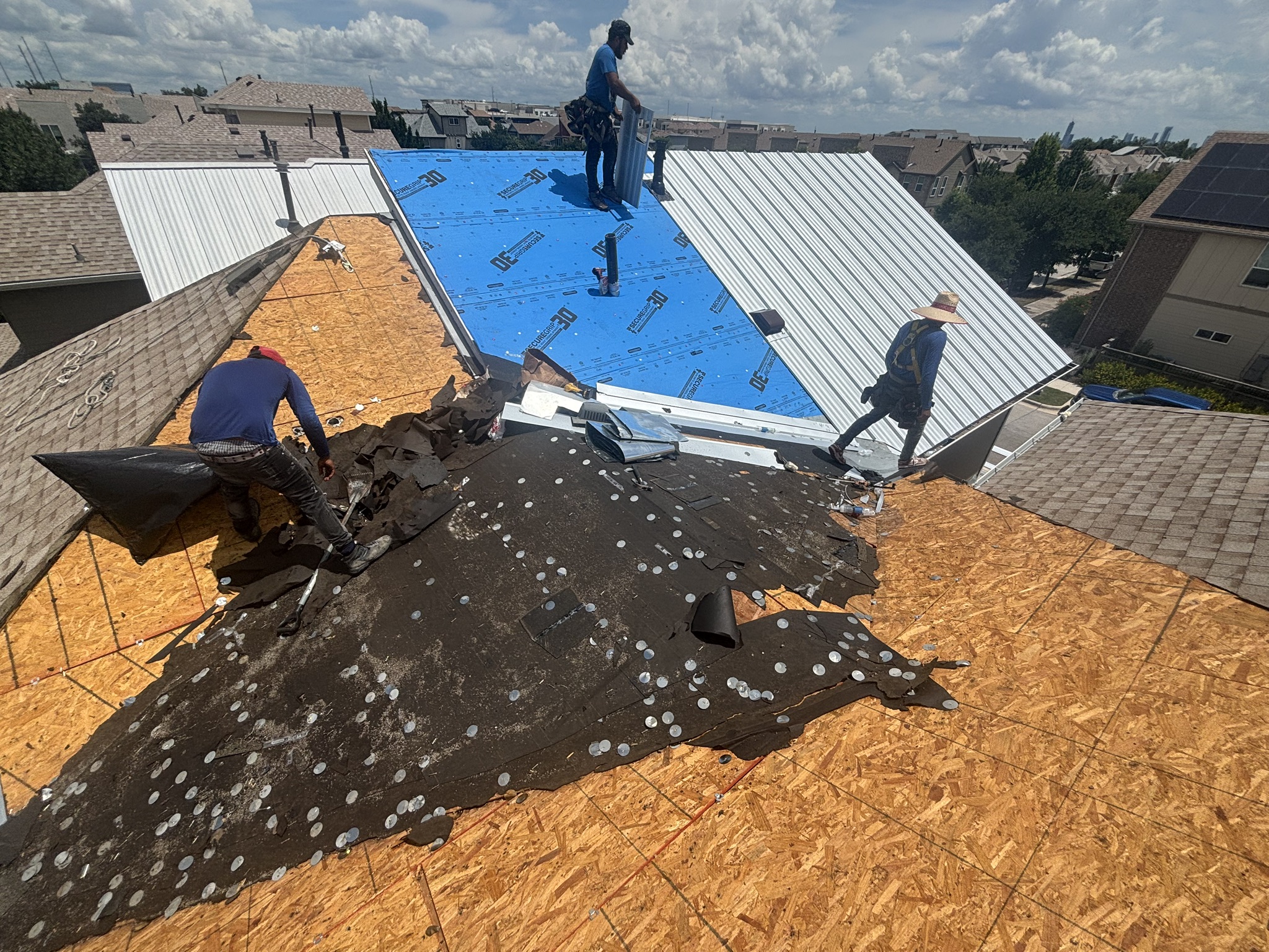 Close up roof flashing repair in Austin Texas