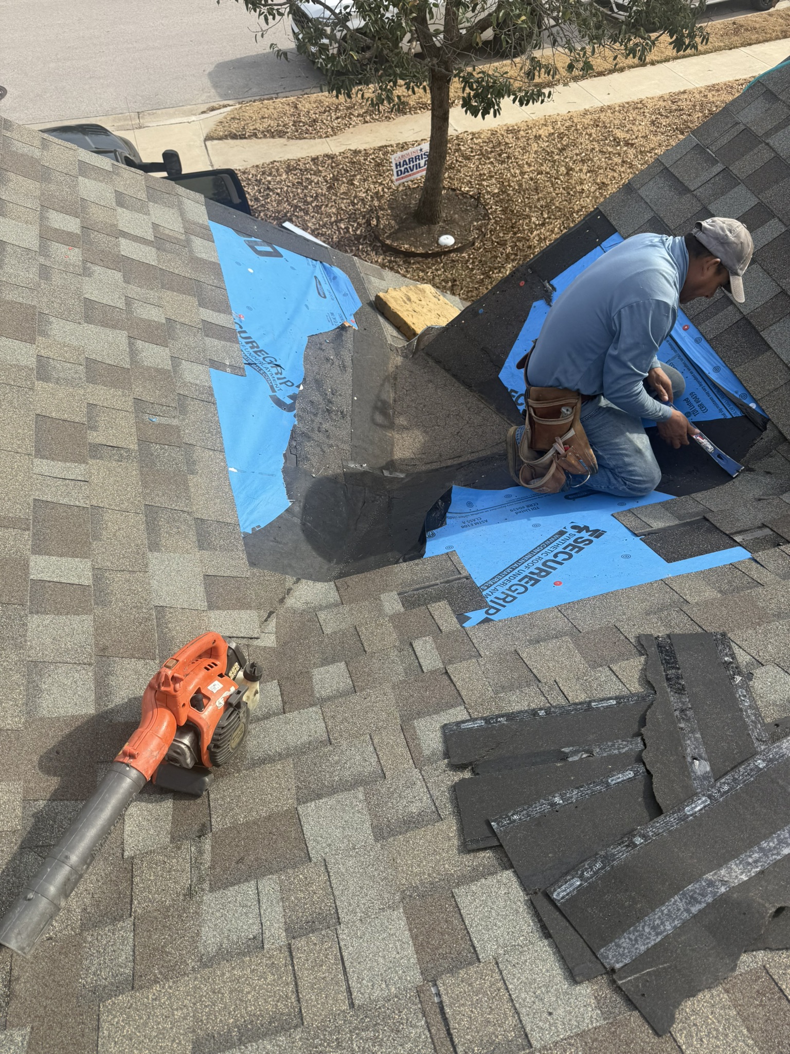 Storm-related roof leak repair