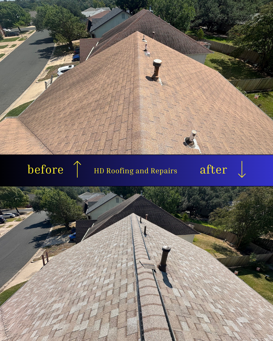 Asphalt shingle roofing on an Austin home