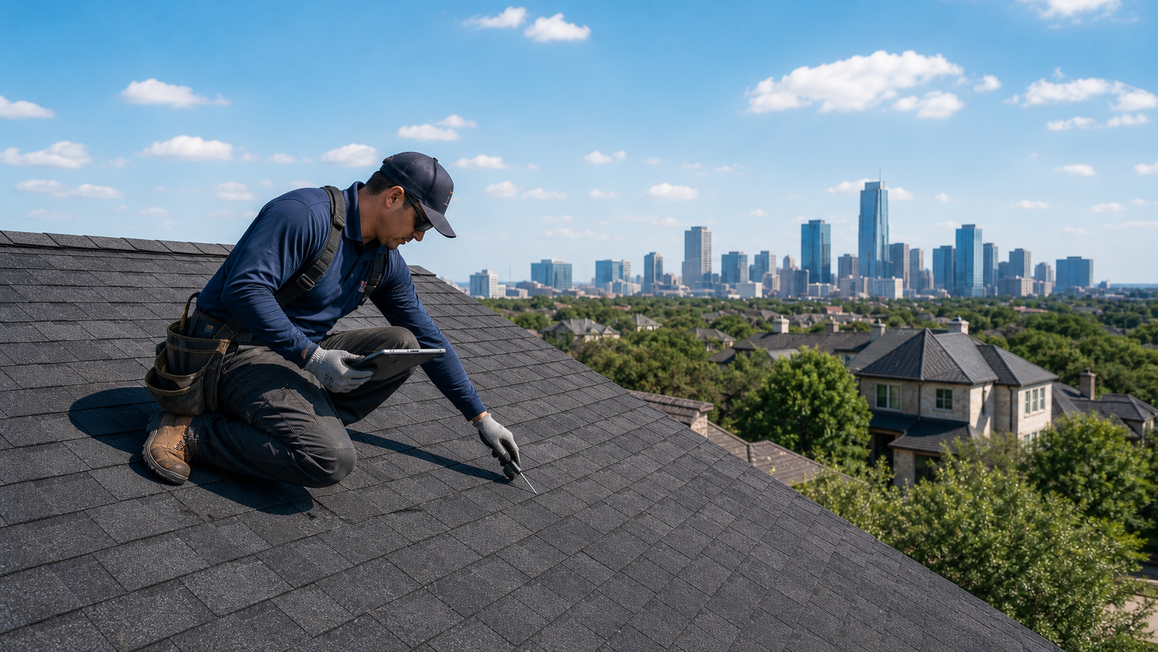 Roof inspection on an Austin property