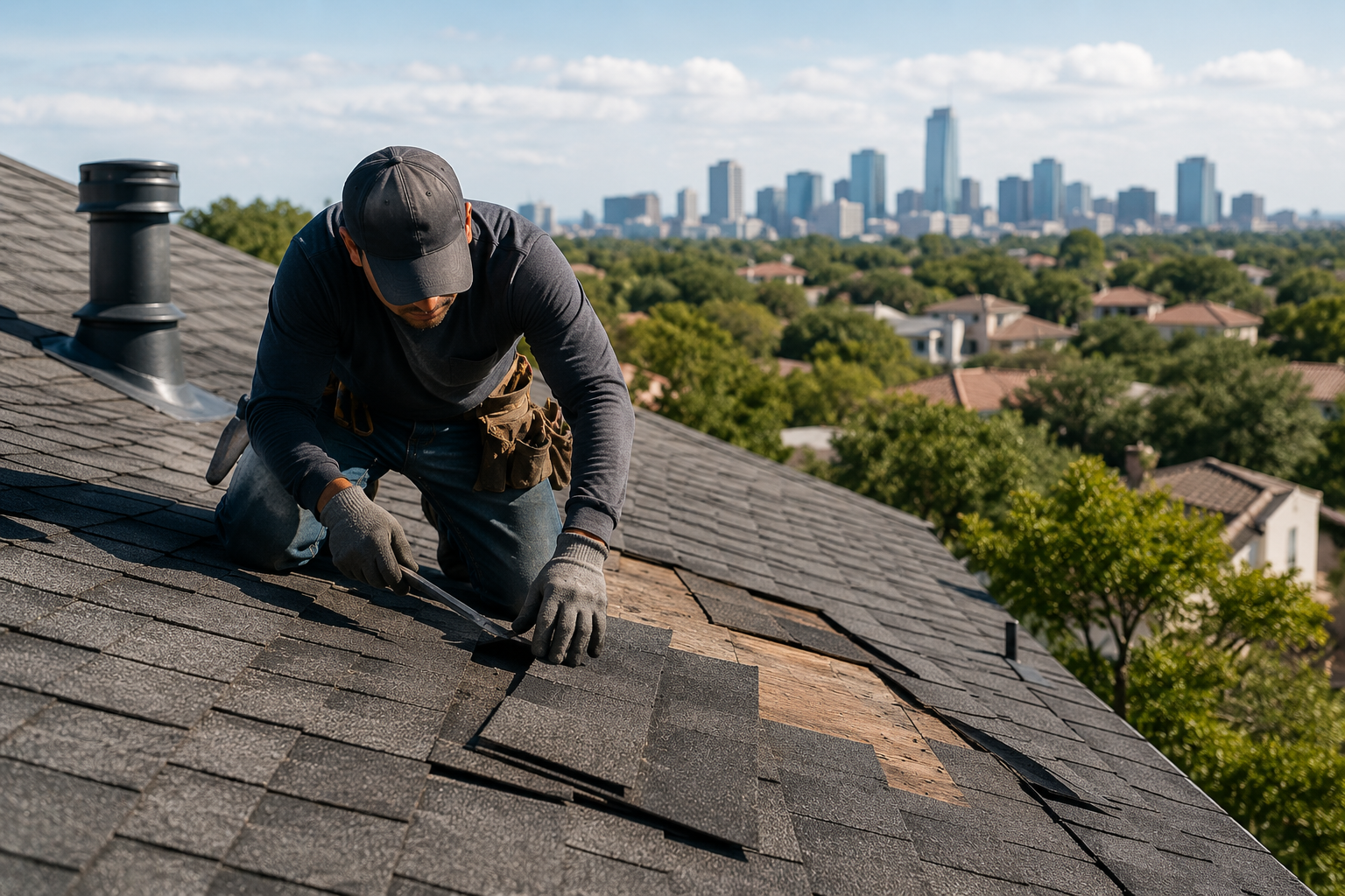 Roof repair for an Austin home