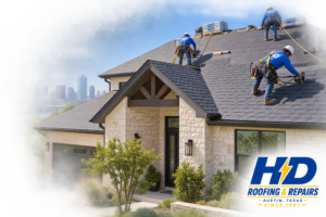 HD Roofing and Repairs crew installing a new roof on a home in Austin, Texas